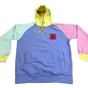 Teddy Fresh Mens Color Block Y2K Hoodie Sweater Embroidered Patch Medium